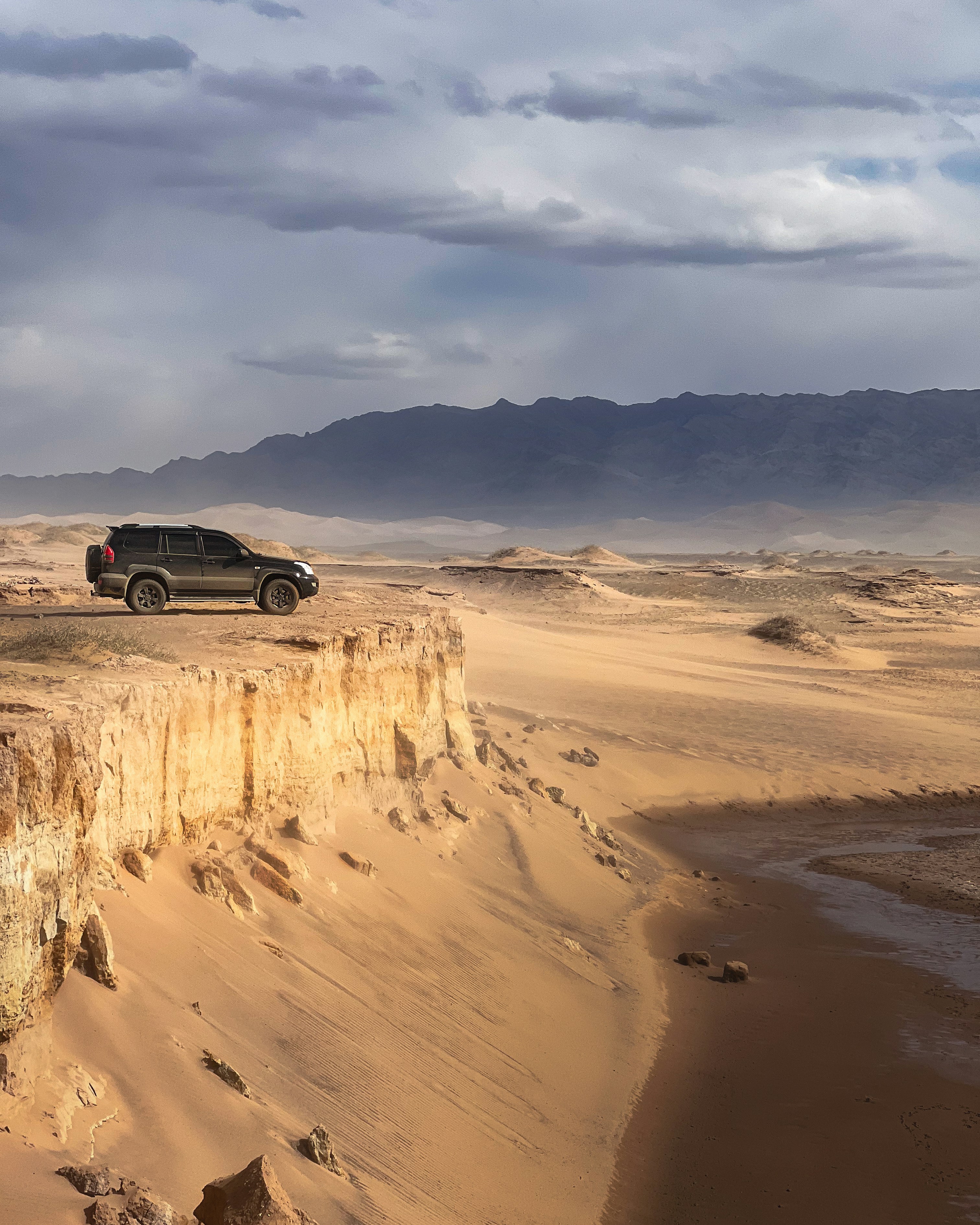 Wide desert landscape in the Gobi region of Mongolia